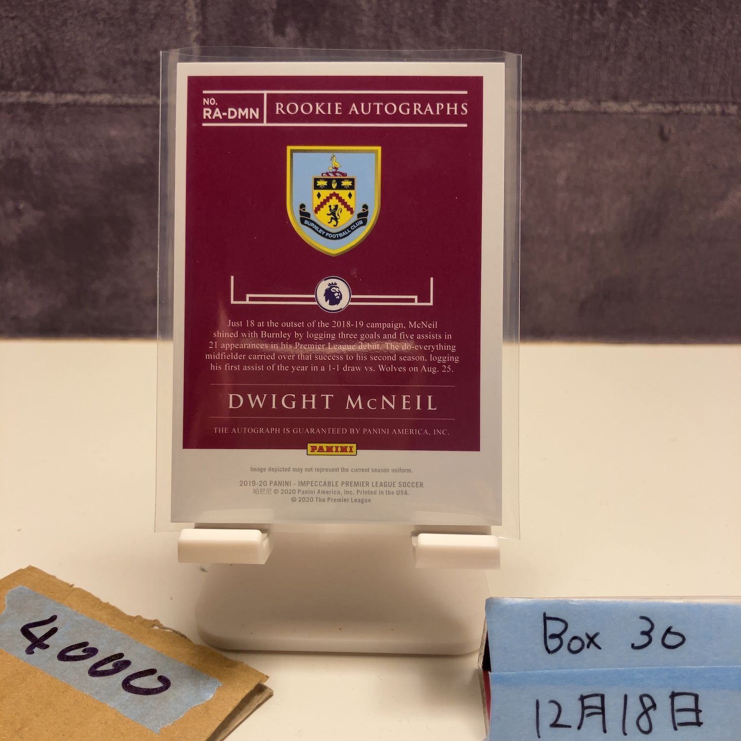 2019 Panini Impeccable Dwight McNeil 72/99 直筆サインカード