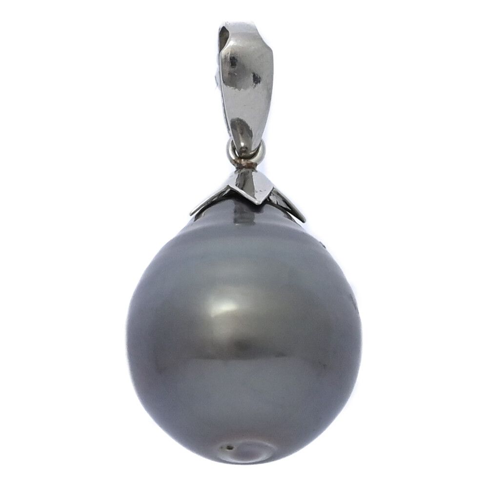 13.0mm 1P ブラック 真珠 パール ペンダントトップ Pt900-3.8g
