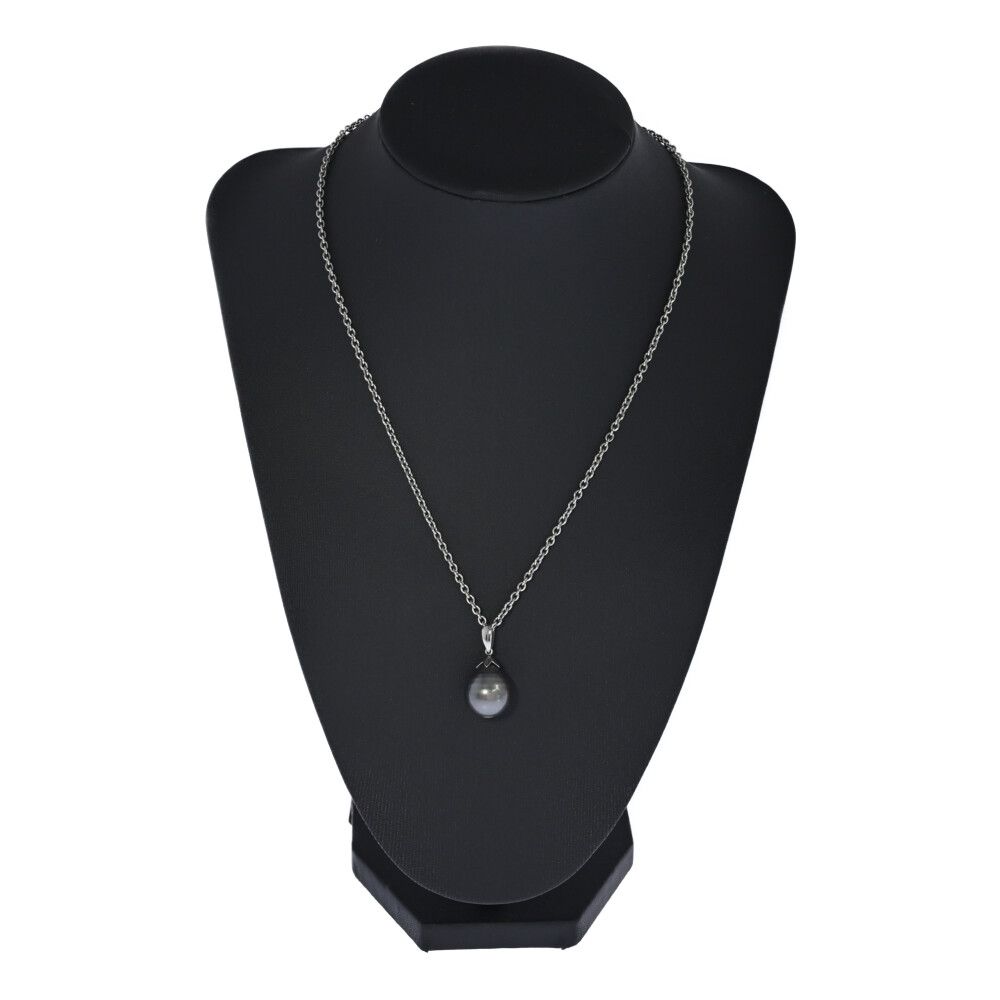 13.0mm 1P ブラック 真珠 パール ペンダントトップ Pt900-3.8g