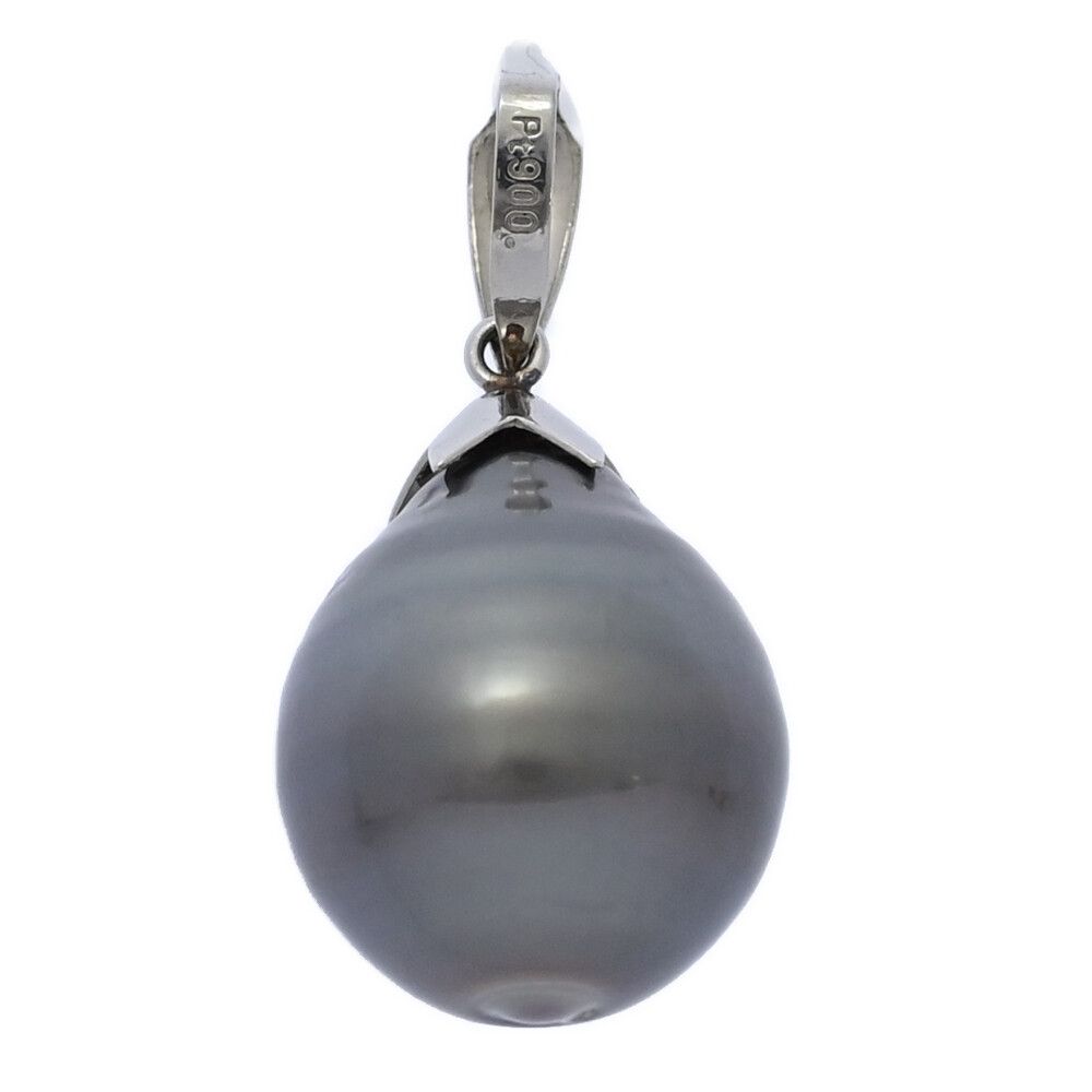 13.0mm 1P ブラック 真珠 パール ペンダントトップ Pt900-3.8g