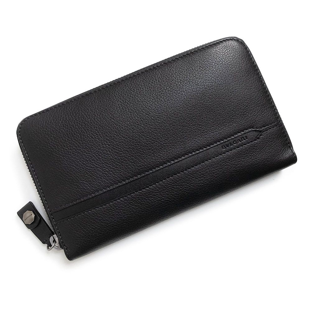 ブルガリ 36968 オクト ジッピーウォレット グレインレザー ブラック