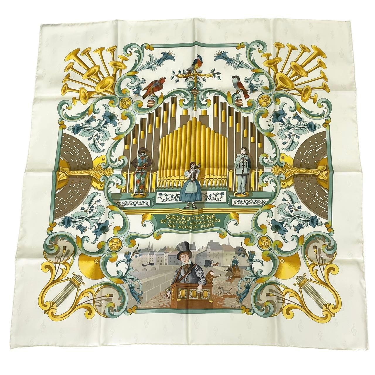 新品同様 HERMES エルメス スカーフ シルク カレ90 ORGAUPHONE ET