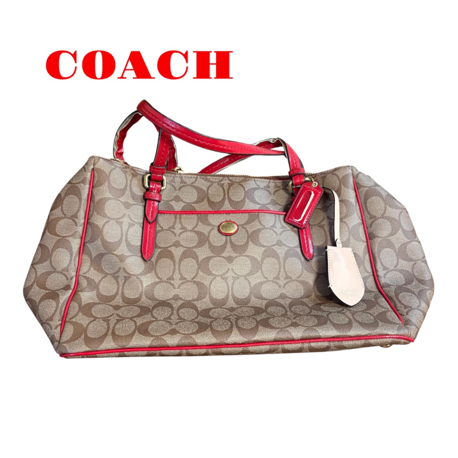 コーチ トートバッグ シグネチャー 24603 レッド - メルカリ