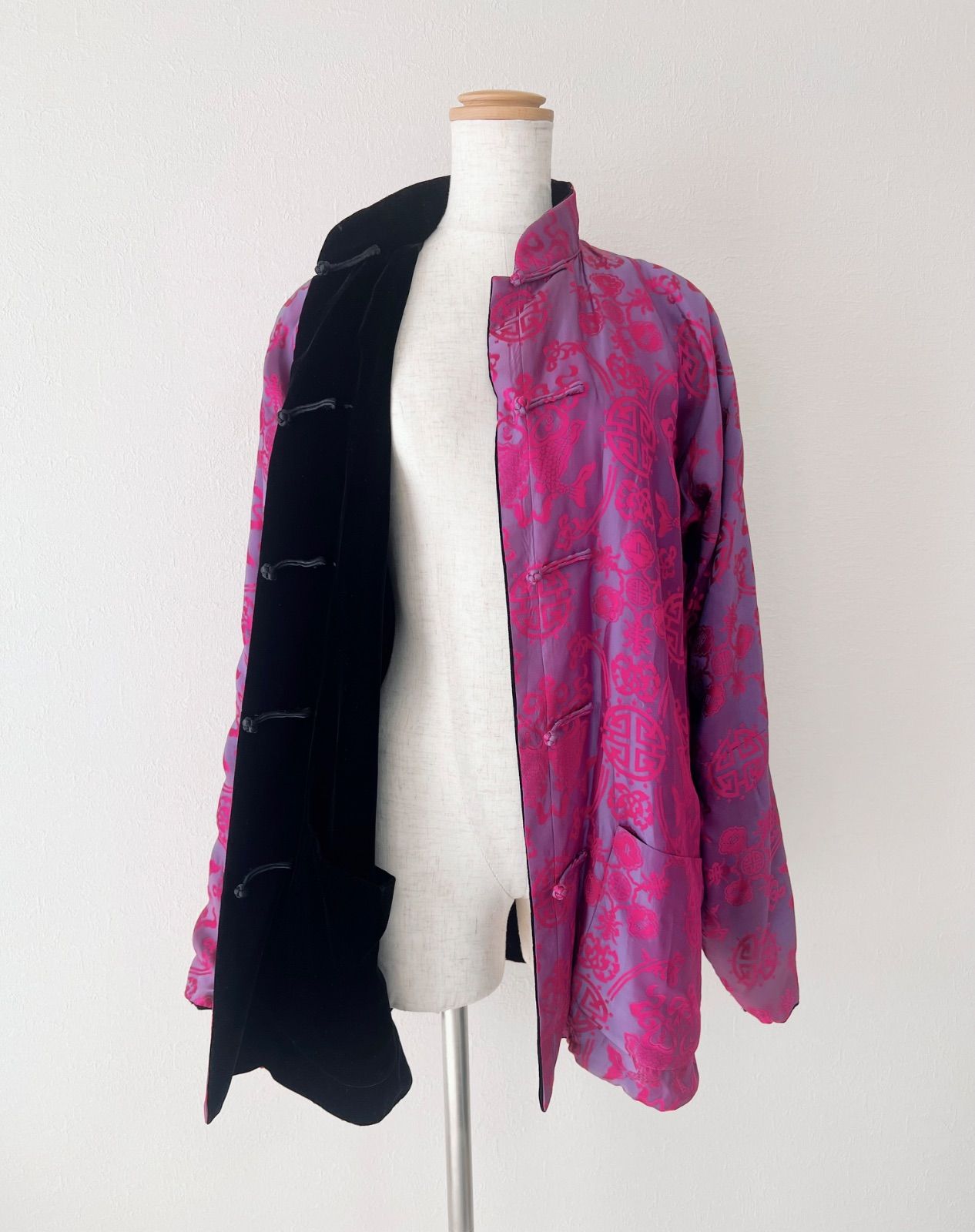 SHANGHAITANG シャンハイタン マオカラー チャイナジャケット シルク