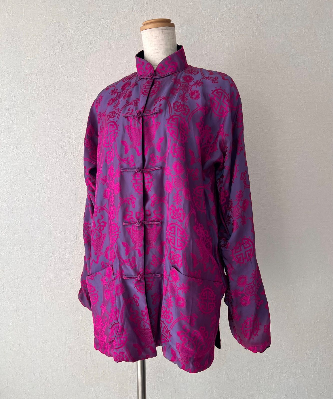 SHANGHAITANG シャンハイタン マオカラー チャイナジャケット シルク