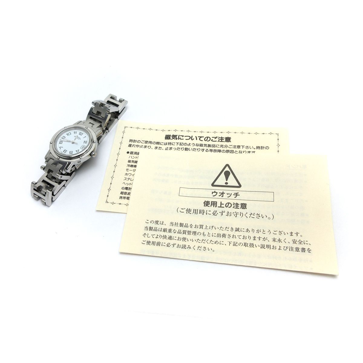 HERMES エルメス クリッパー レディース Dバックル 白文字盤 CL4.210