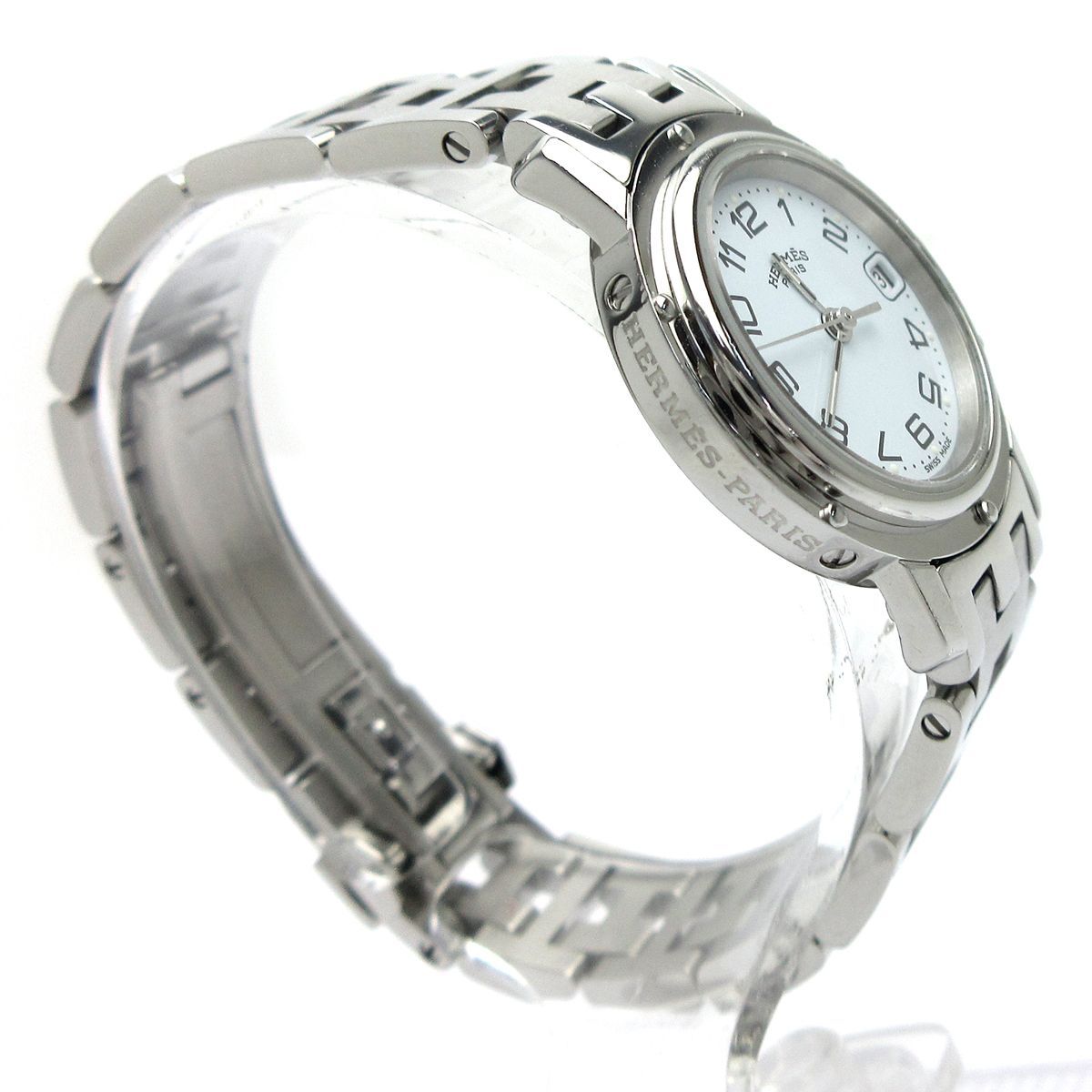 HERMES エルメス クリッパー レディース Dバックル 白文字盤 CL4.210