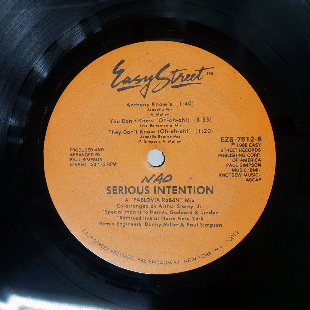 US盤 SERIOUS INTENTION/YOU DON'T KNOW (SPECIAL REMIX)/EASY STREET