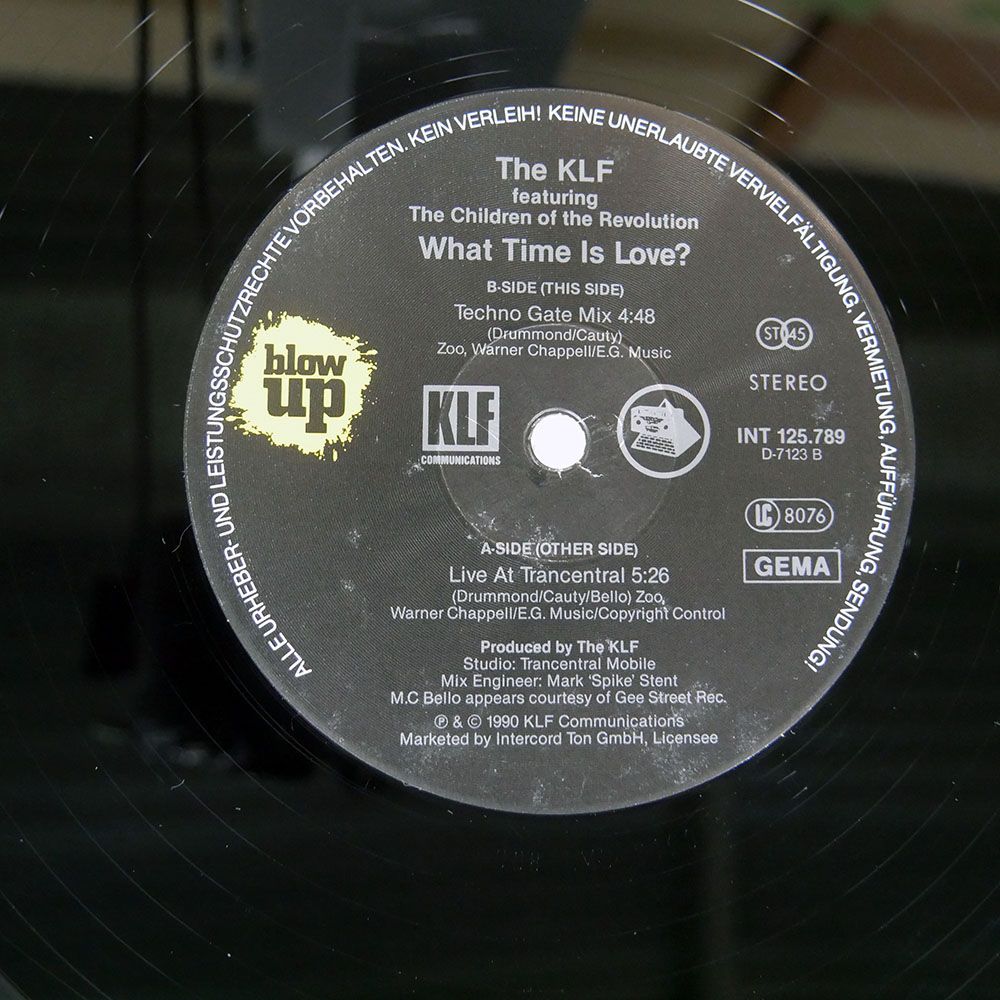 ドイツ盤 KLF/WHAT TIME IS LOVE?/KLF COMMUNICATIONS INT125789 12