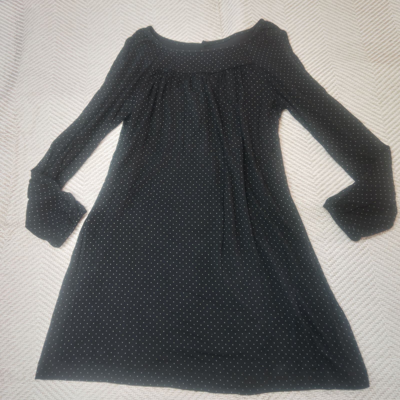 Bonpoint ボンポワン ドット柄長袖チュニックワンピース ブラック S