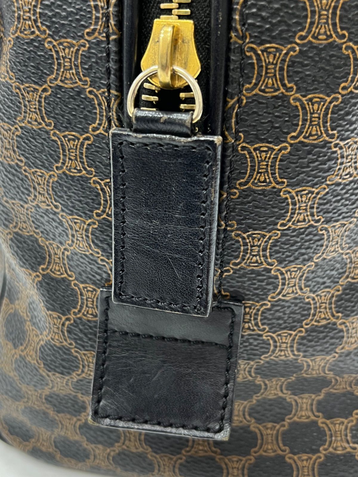 CELINE セリーヌ ヴィンテージ マカダム ブラゾン 柄 ロゴ レザー ミニ