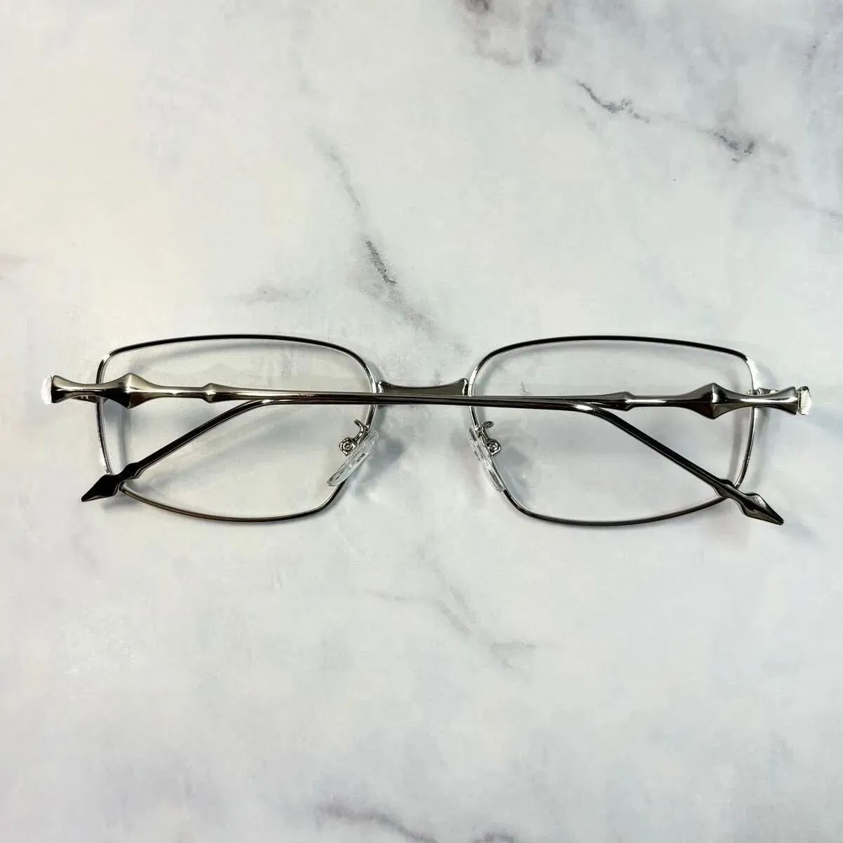 伊達メガネ眼鏡 サングラス シルバー メタル 韓国 銀縁 ストリート y2k