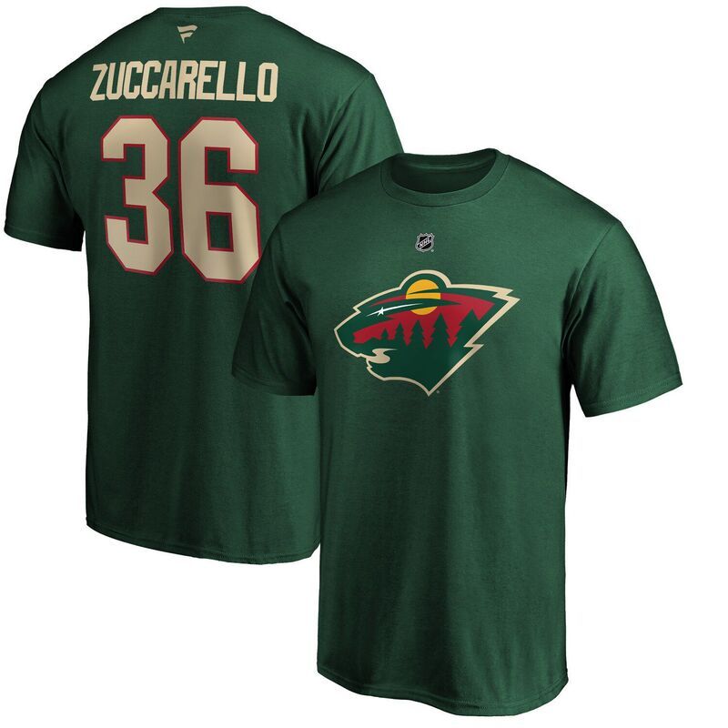 ファナティクス メンズ トップス Tシャツ Mens Fanatics Branded Mats Zuccarello Green Minnesota Wild Authentic Stack Name Number Team TShirt Wld Green