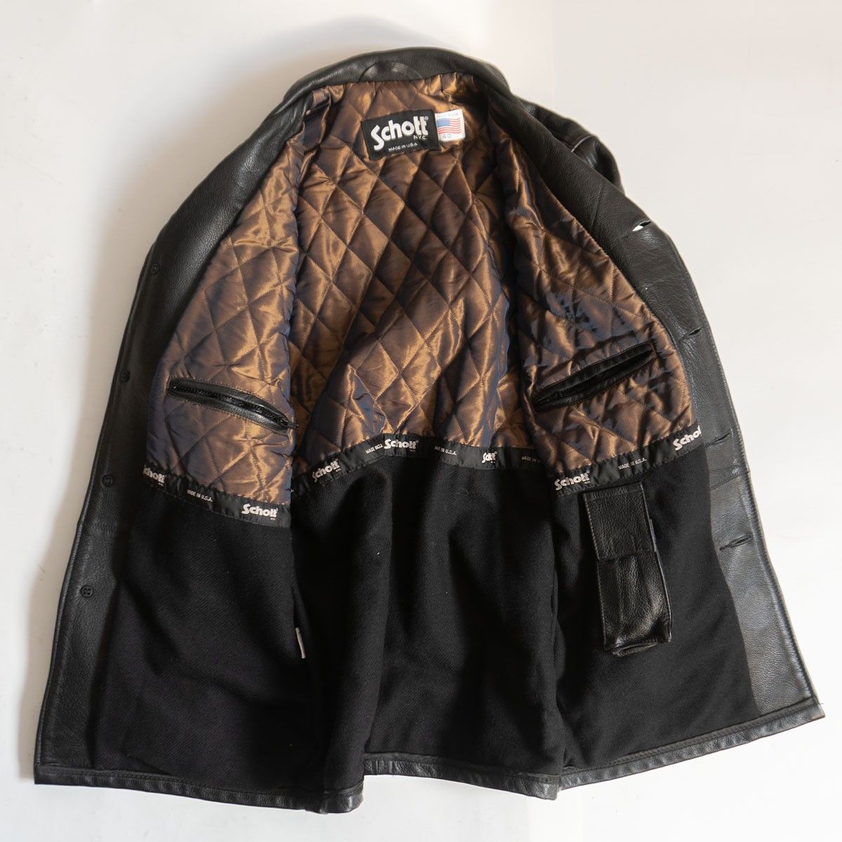 Schott 黒 レザーカーコート 40 カウレザー 811 USA 美品】SCHOTT【811 レザー カーコート】40 ブラック アメリカ製