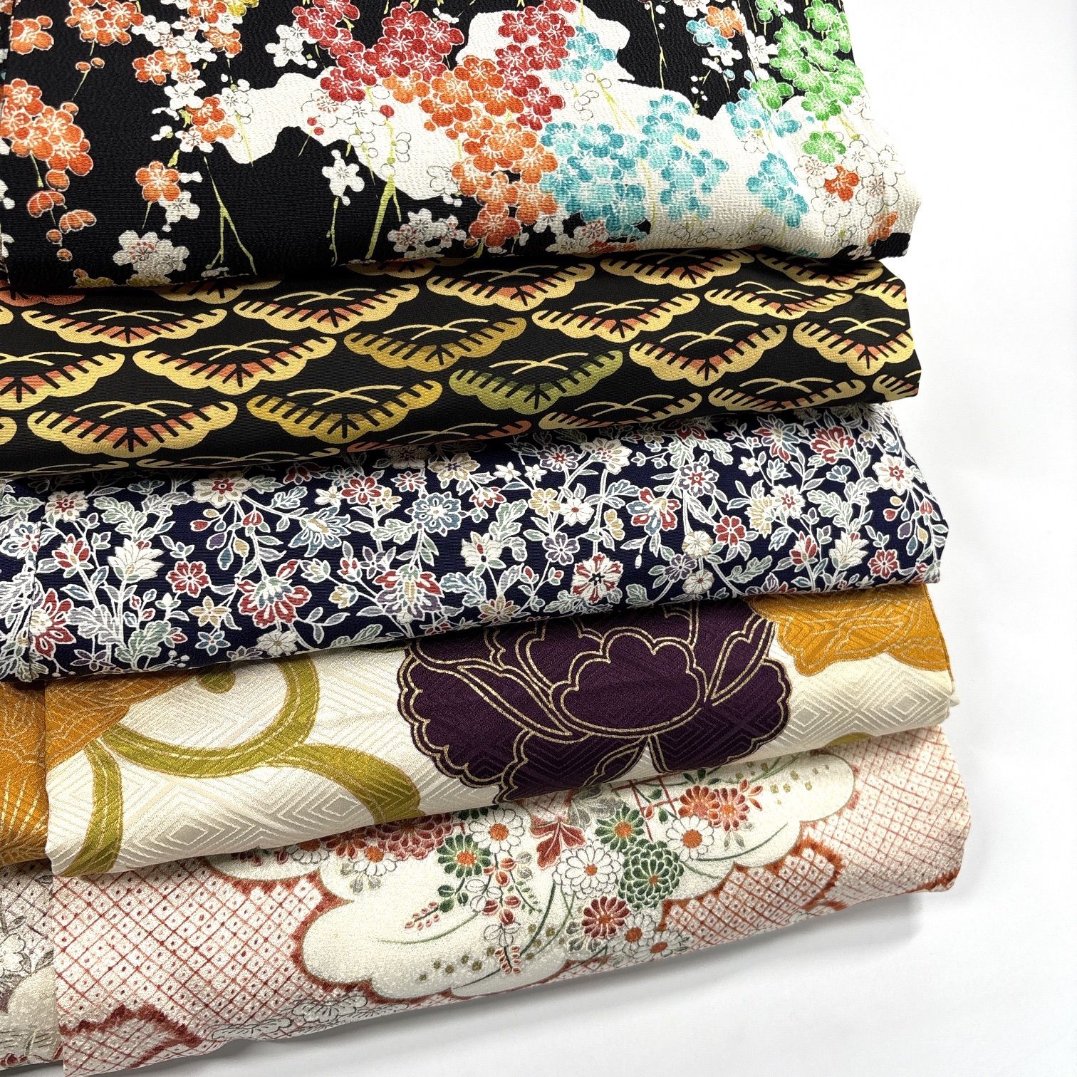 小紋 5枚 正絹 着物まとめ売り 同梱購入歓迎 リメイク用 着付け練習用