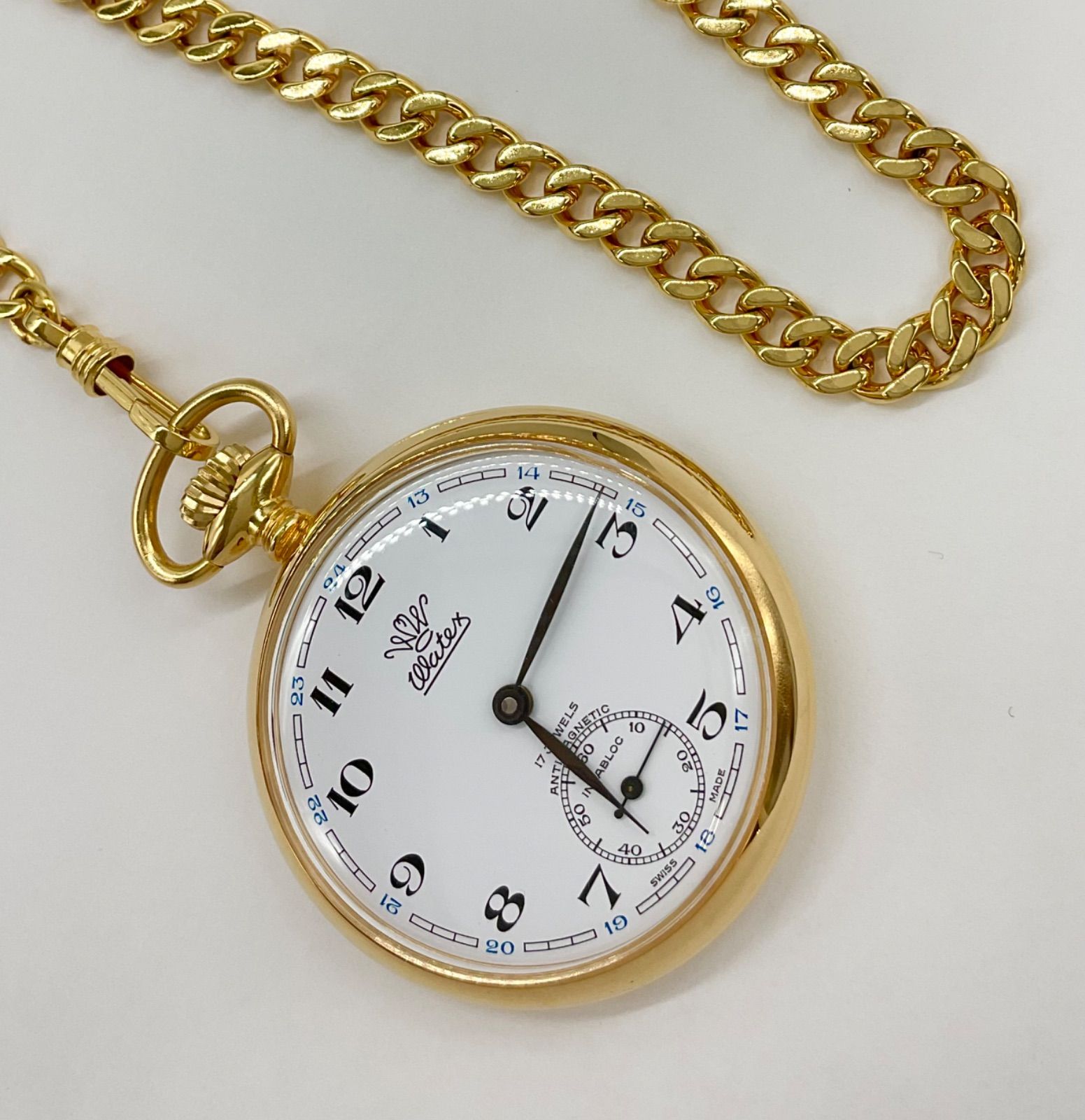 WATEX 懐中時計 17石 手巻き チェーン付き ポケットウォッチ - メルカリ