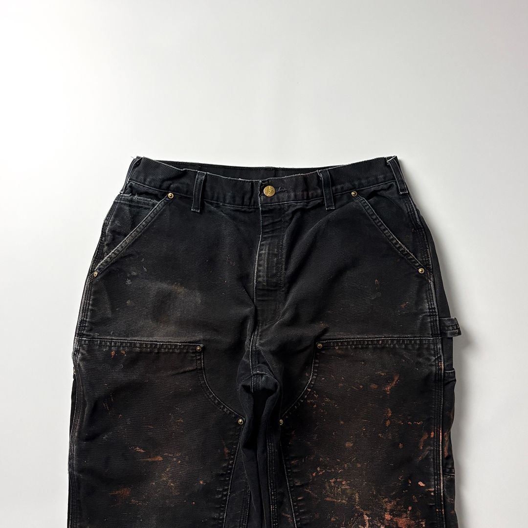 carhartt ダブルニー W34 L32 ブラック USA製 鬼フェード カーハート