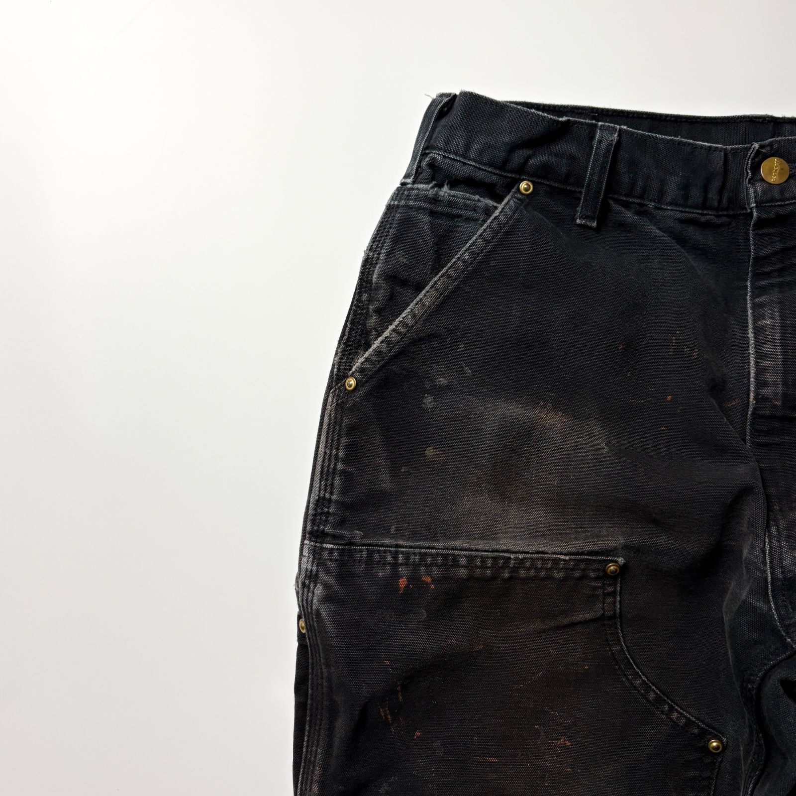 carhartt ダブルニー W34 L32 ブラック USA製 鬼フェード カーハート