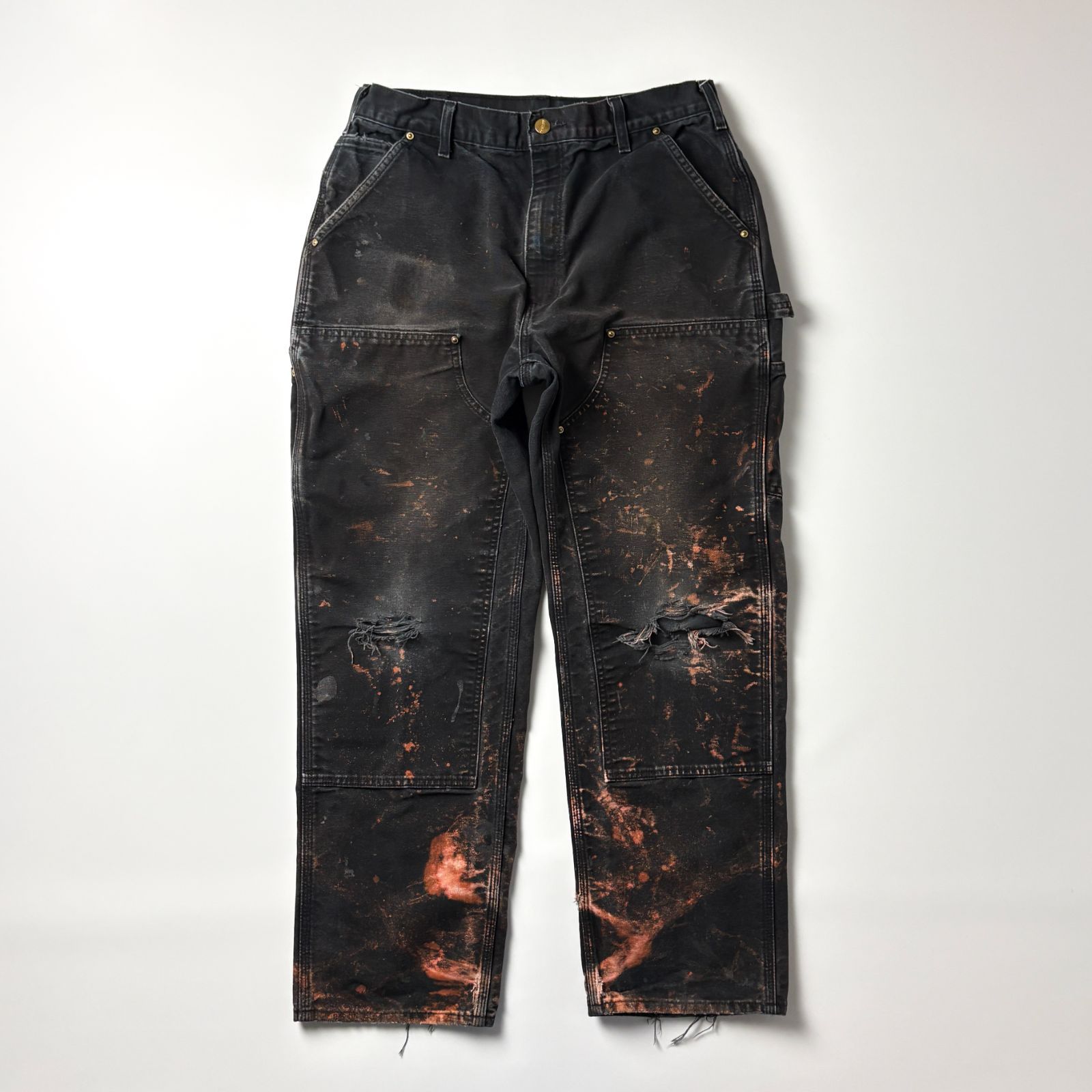 carhartt ダブルニー W34 L32 ブラック USA製 鬼フェード カーハート