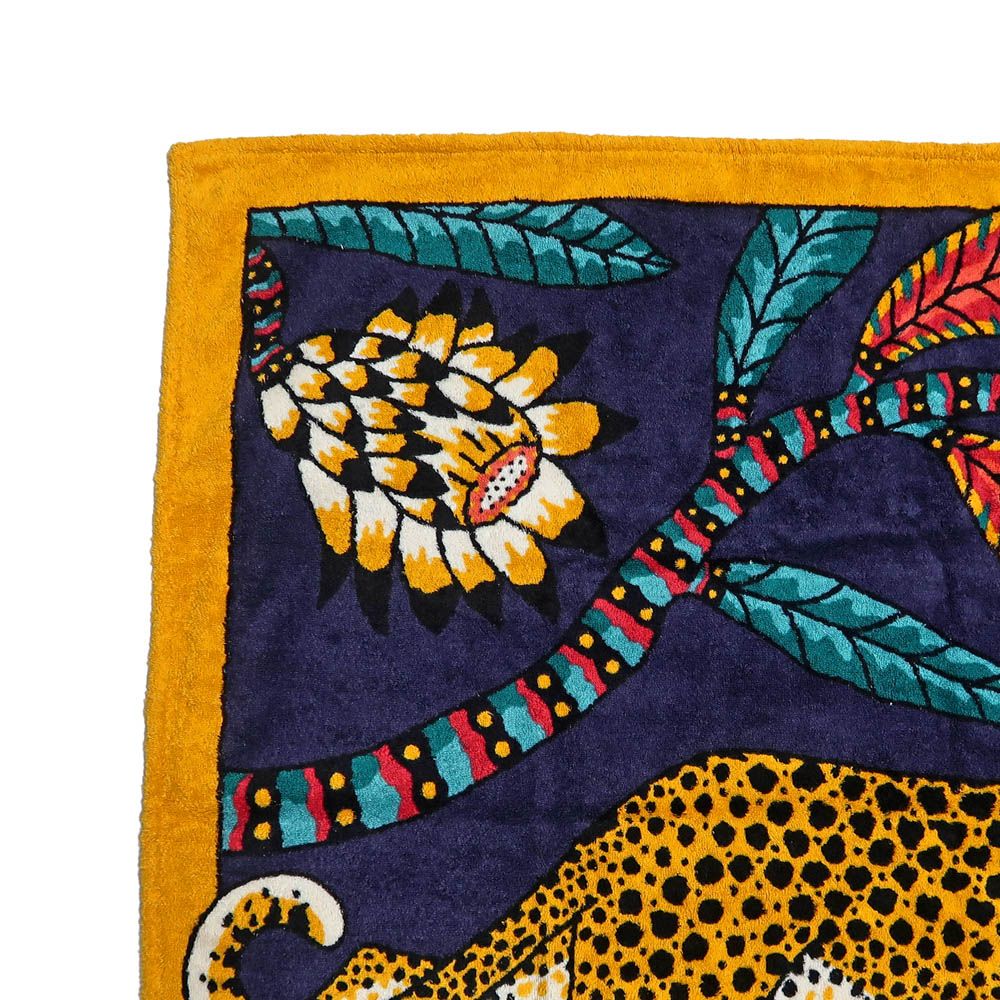 名東】エルメス ビーチタオル 大判 レオパード モンキー 豹 猿 マルチ