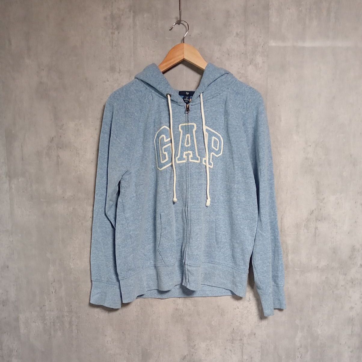 GAP ギャップ ロゴ ジップアップ パーカー L ライトブルー 水色 00s 