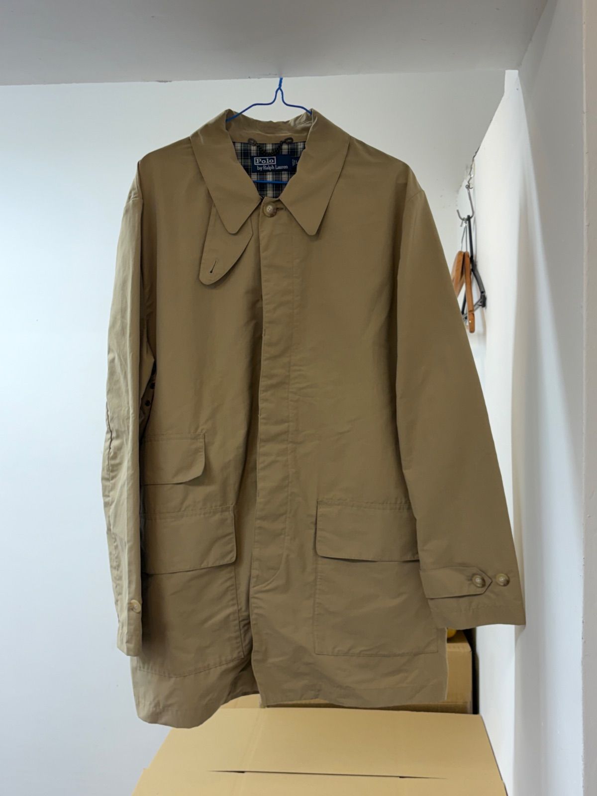 Polo Ralph Lauren ステンカラー コート ベージュ チェック - メルカリ