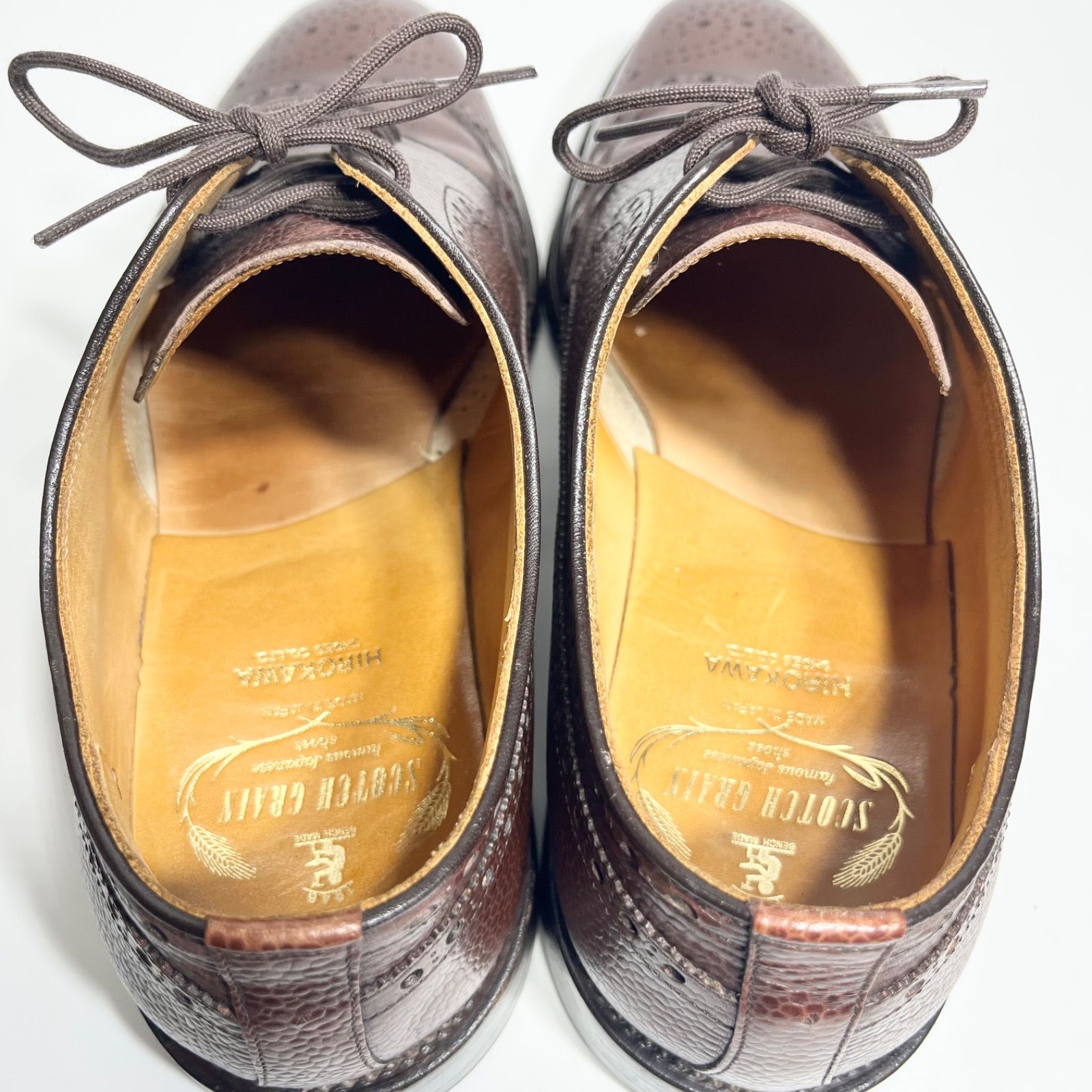 美品 スコッチグレイン ウィングチップ G5800 シボ革 茶 25.5 EEE