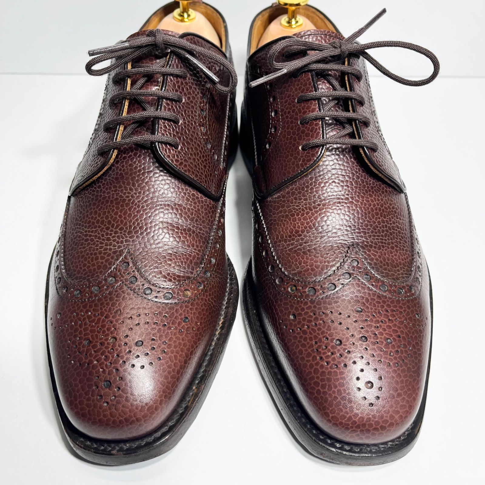 美品 スコッチグレイン ウィングチップ G5800 シボ革 茶 25.5 EEE
