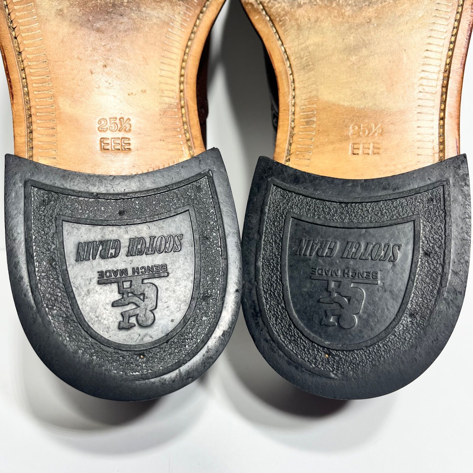 美品 スコッチグレイン ウィングチップ G5800 シボ革 茶 25.5 EEE