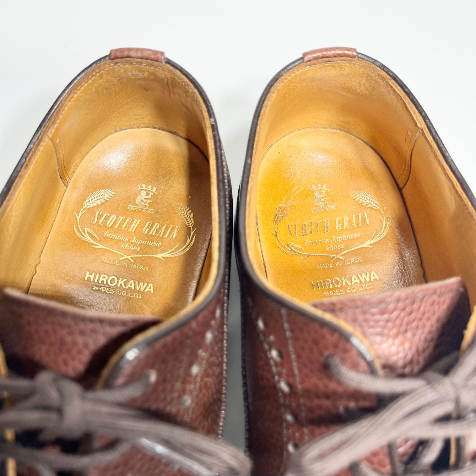 美品 スコッチグレイン ウィングチップ G5800 シボ革 茶 25.5 EEE