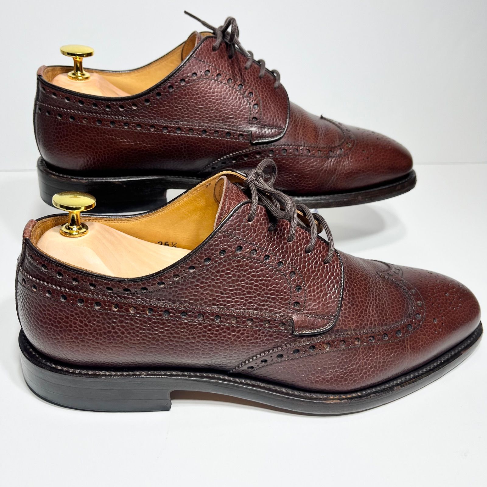 美品 スコッチグレイン ウィングチップ G5800 シボ革 茶 25.5 EEE