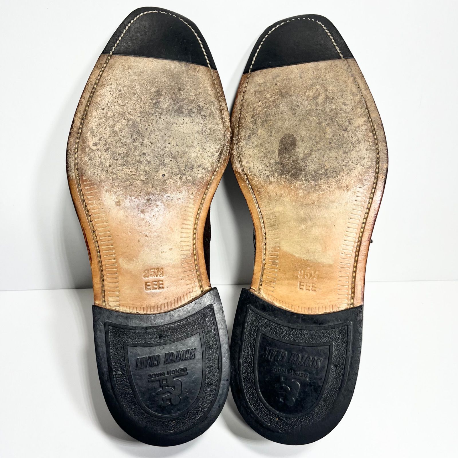 美品 スコッチグレイン ウィングチップ G5800 シボ革 茶 25.5 EEE