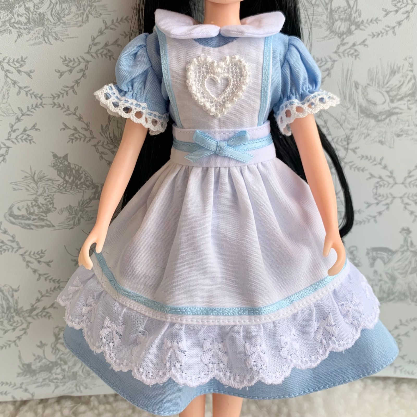 リカちゃん アリス風メイド服 ワンピース エプロンセット ruruko