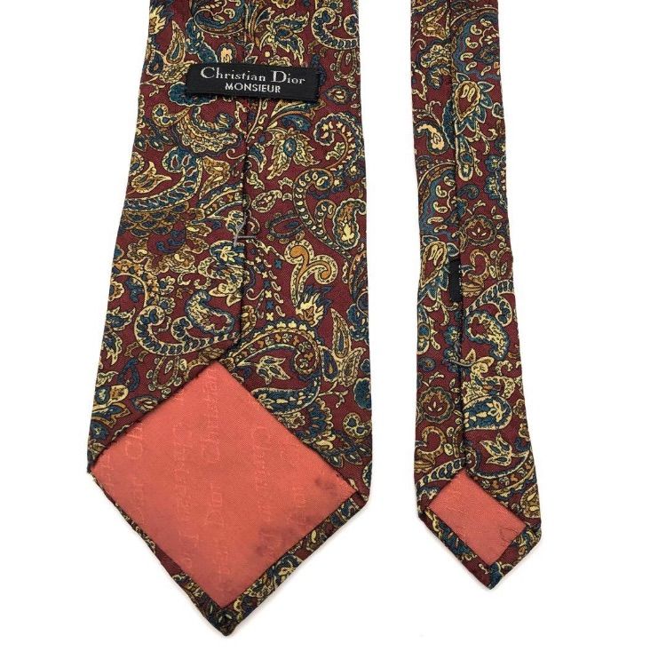極美品】Christian Dior ネクタイ ペイズリー柄 ボルドー - メルカリ