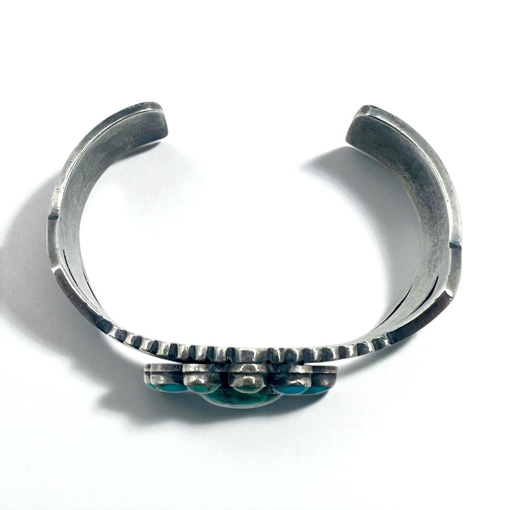 Navajo 60s Flower Turquoise Cluster Cuff Bracelet ナバホ族