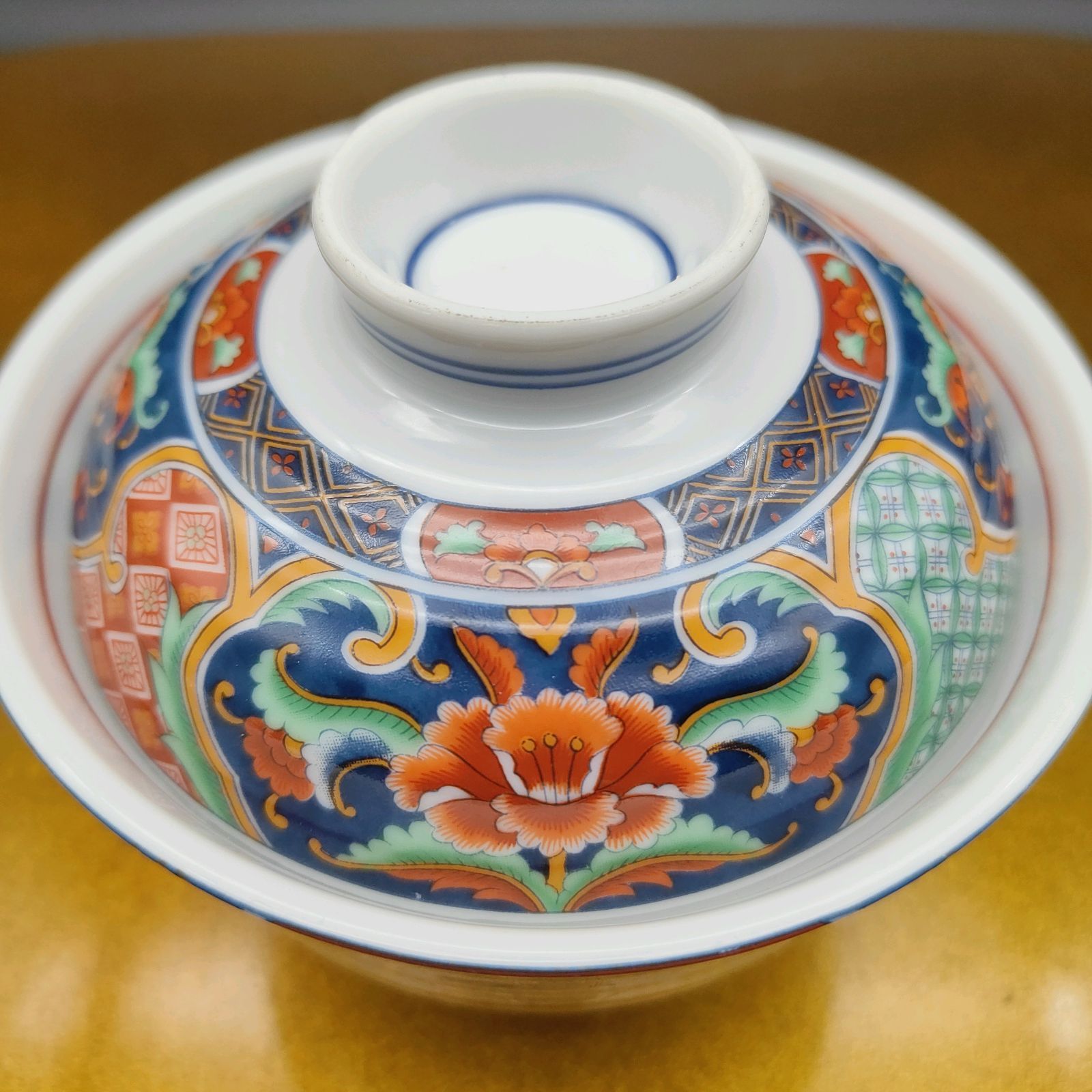 美濃焼 喜峰窯 蓋付き碗 5客セット 染錦 豪華絢爛 煮物碗 茶碗蒸し