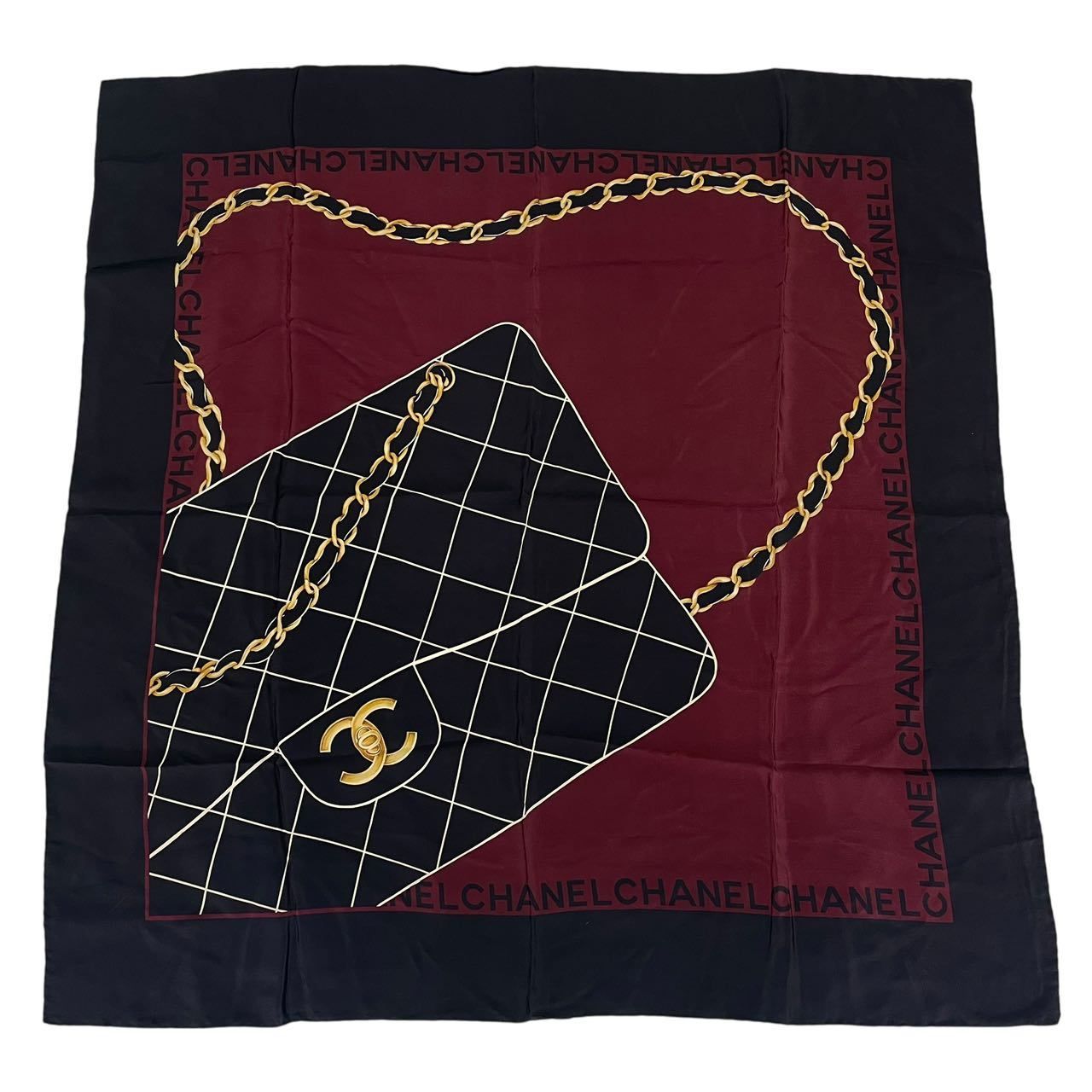 美品 CHANEL シャネル スカーフ シルク マトラッセ柄 ココマーク