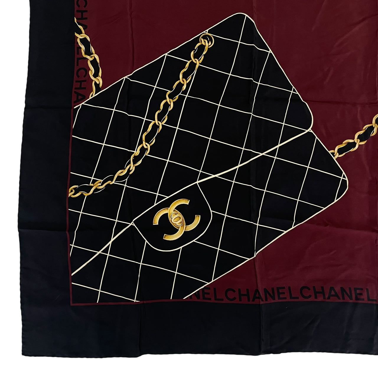 美品 CHANEL シャネル スカーフ シルク マトラッセ柄 ココマーク