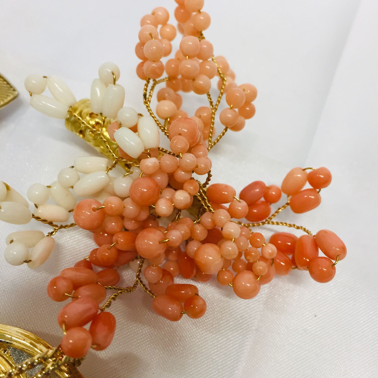 S【アンティーク】サンゴ 珊瑚 アクセサリーセット ブローチ