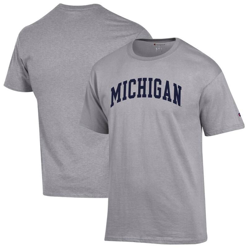 チャンピオン メンズ トップス Tシャツ Mens Champion Heather Gray Michigan Wolverines Basic Arch TShirt Mic Grey グレー