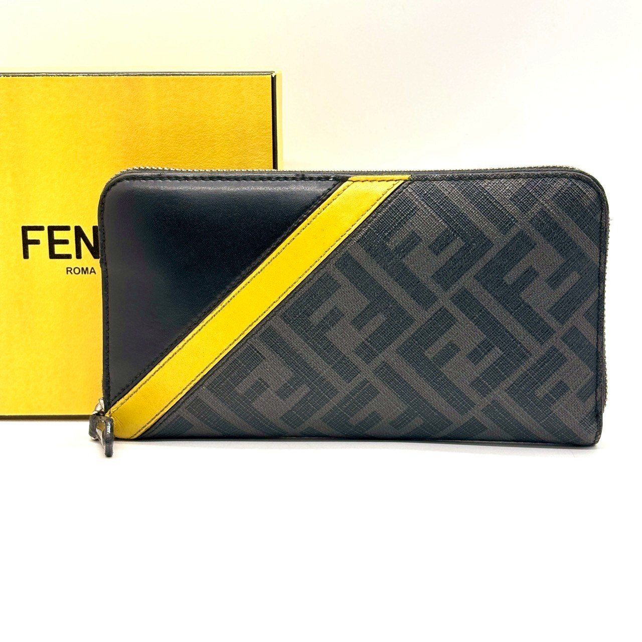 静かに際立つ格】 FENDI 長財布 ダイアゴナル ラウンドファスナー 8