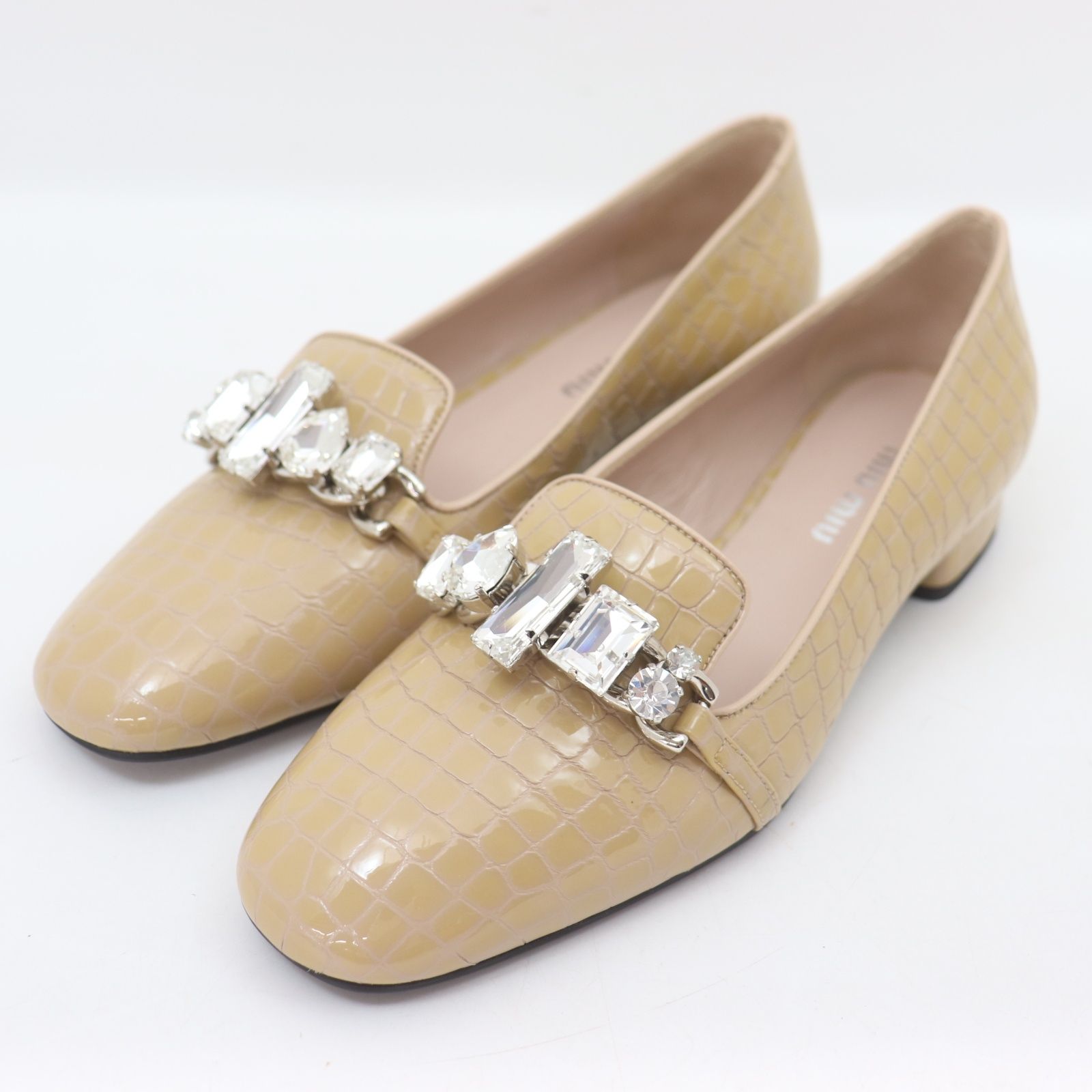 ITDSAVIJCKPG 美品 MIUMIU ミュウミュウ 型押しクロコ パンプス ヒール