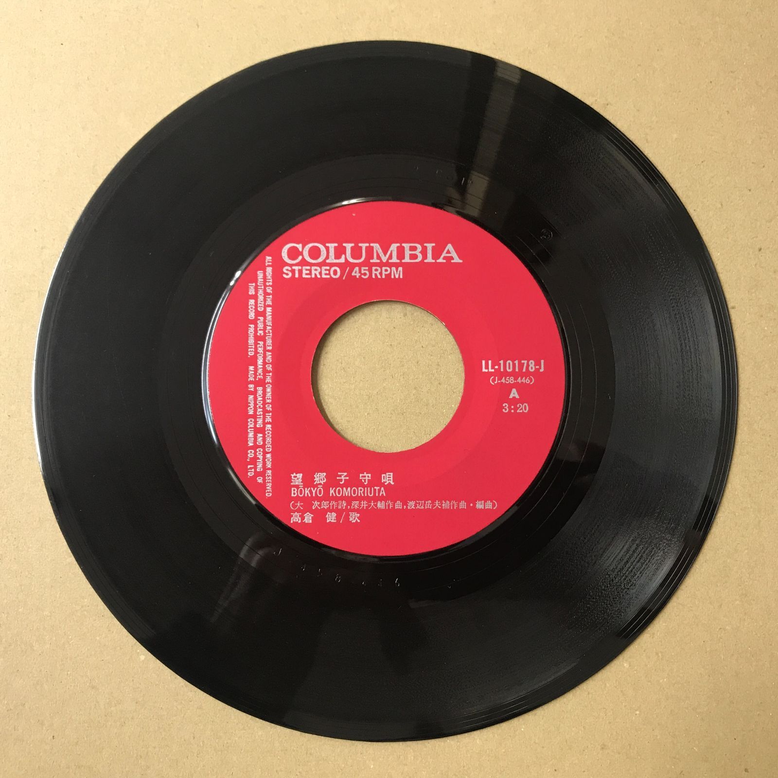 s21) EPレコード 高倉健 [ たかくらけん ] 望郷子守唄 / 花と龍 ( LL