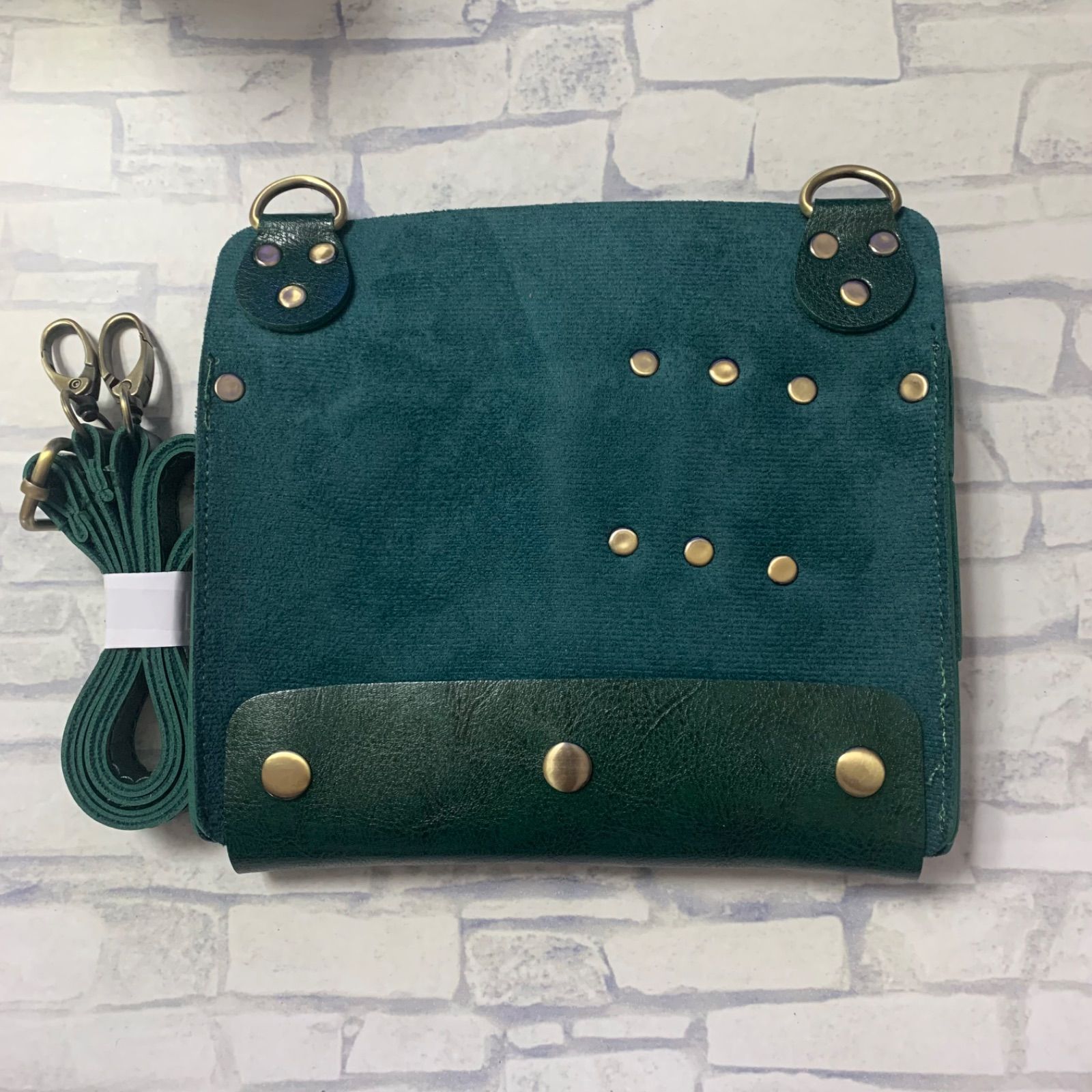 訳有】A82 シザーケース ダークグリーン 7丁挿し スクエア型 PUレザー