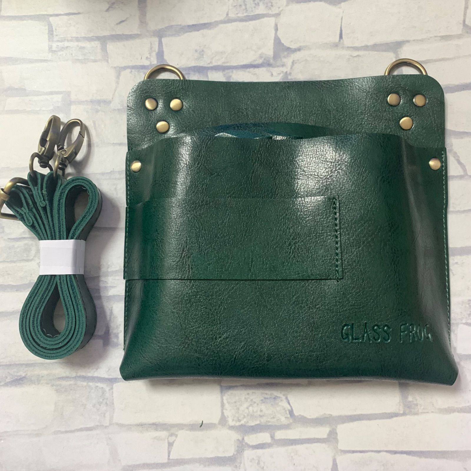 訳有】A82 シザーケース ダークグリーン 7丁挿し スクエア型 PUレザー