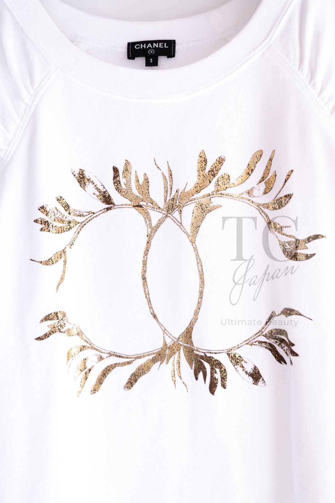 シャネル Tシャツ スウェット トップス CHANEL ホワイト CC ゴールド