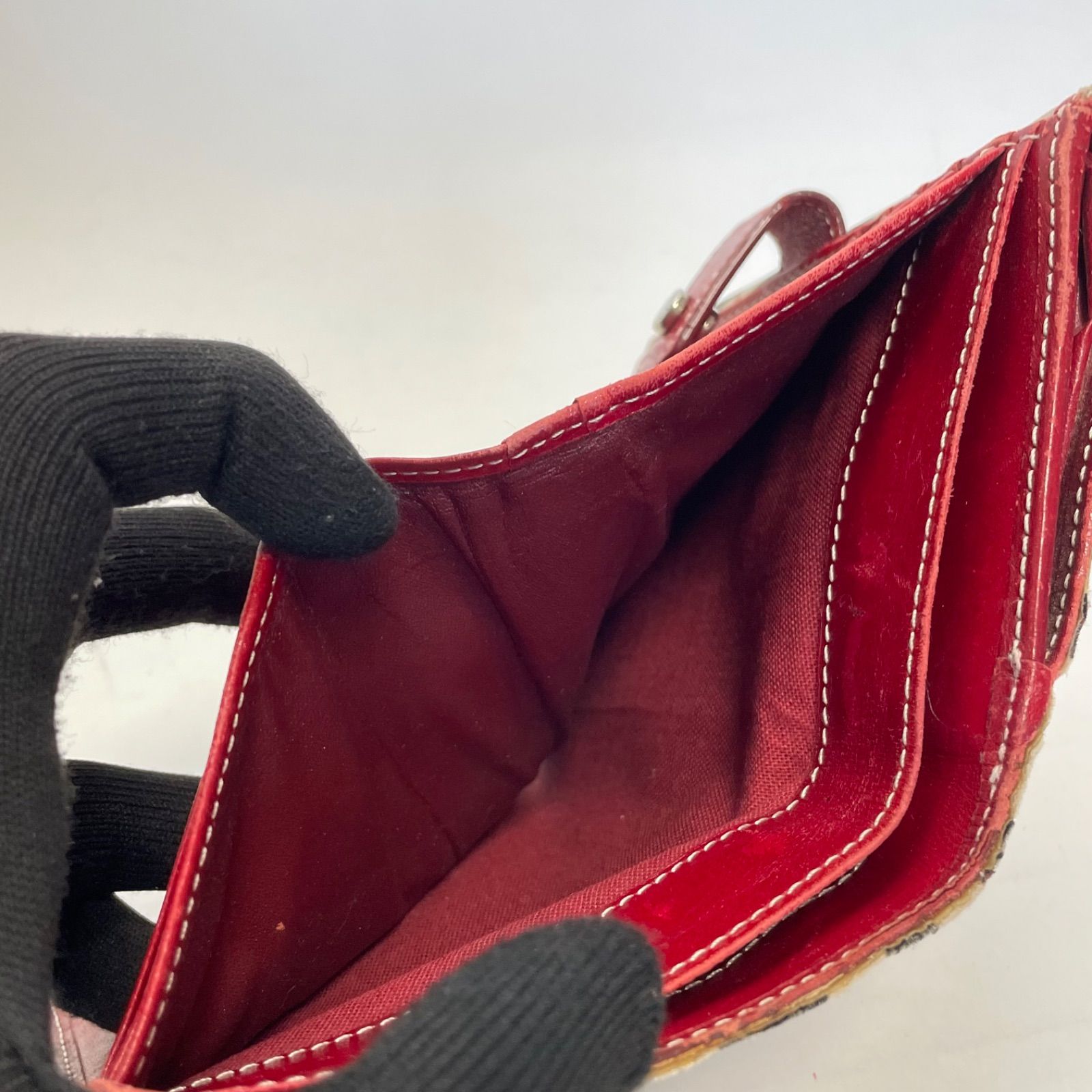 3546 BURBERRY バーバリー 折り財布 ノバチェック Wホック レッド