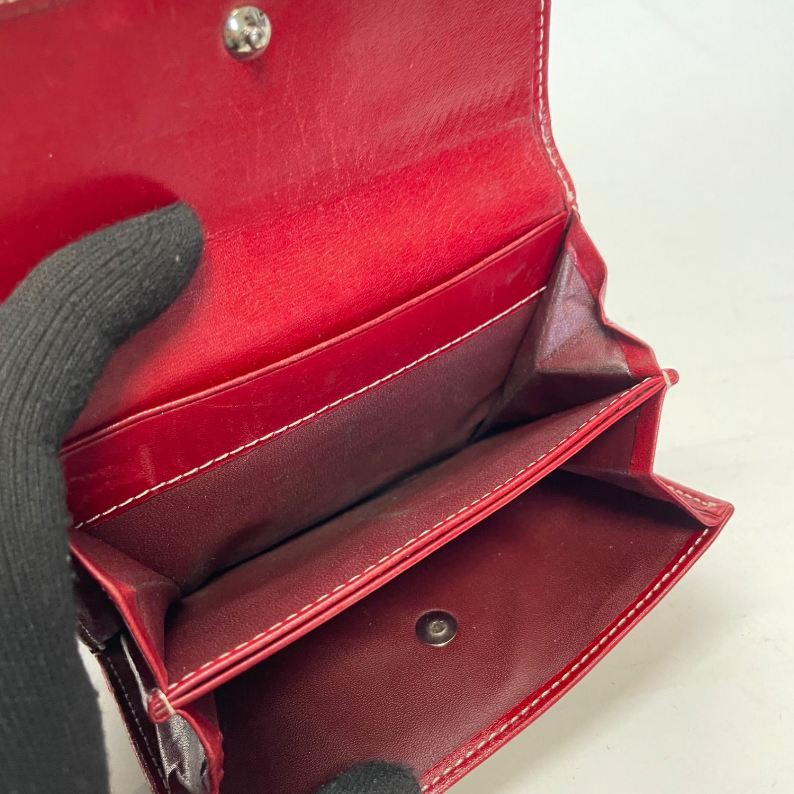 3546 BURBERRY バーバリー 折り財布 ノバチェック Wホック レッド