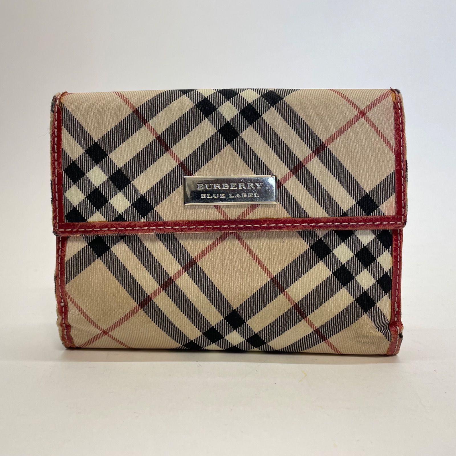3546 BURBERRY バーバリー 折り財布 ノバチェック Wホック レッド
