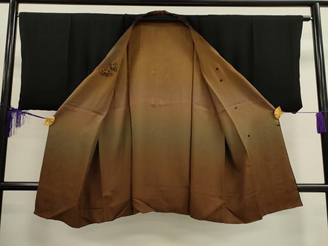 平和屋着物∞道中着　リバーシブル　霞文　暈し染め　ロング丈　正絹　逸品　未使用　CABD4612ua 平和屋着物道行コート ロング丈 リバーシブル 霞文 暈し染め 正絹 逸品